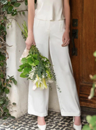 High Waist Satin Wide Leg Pants in Ivory - The Street Boutique 