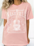 Nashville Music City T-Shirt in Peach - The Street Boutique 