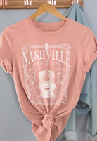 Nashville Music City T-Shirt in Peach - The Street Boutique 