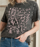 Western Style T-Shirt in Charcoal Grey - The Street Boutique 