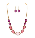 Pink Gradient Crystal Necklace in Gold - The Street Boutique 