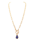 Toggle Drop Purple Druzy Necklace in Gold - The Street Boutique 