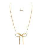 Herringbone Chain Bow Tie Necklace Set in Gold - The Street Boutique 