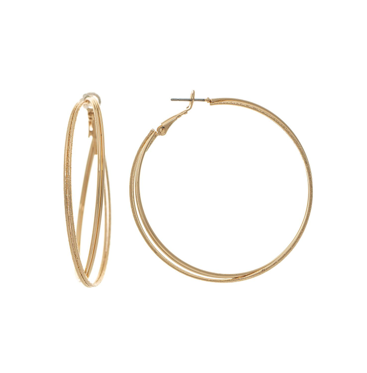 Double Wire Hoop Earring in Gold - The Street Boutique 