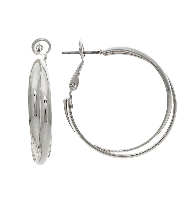 Double Twist Hoop Earring in Silver - The Street Boutique 