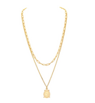 White Druzy Double Chain Necklace Set in Gold - The Street Boutique 