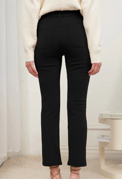 Black High Waist Straight Leg Cropped Pants - The Street Boutique 