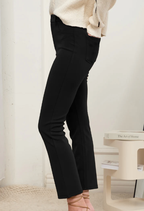 Black High Waist Straight Leg Cropped Pants - The Street Boutique 