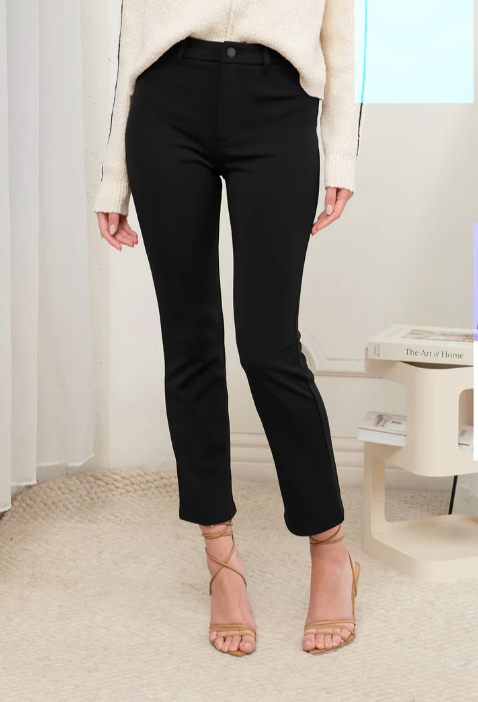 Black High Waist Straight Leg Cropped Pants - The Street Boutique 