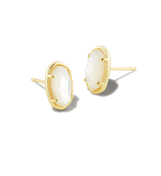 Grayson Gold Stud Earrings in Ivory Mother of Pearl | KENDRA SCOTT - The Street Boutique 