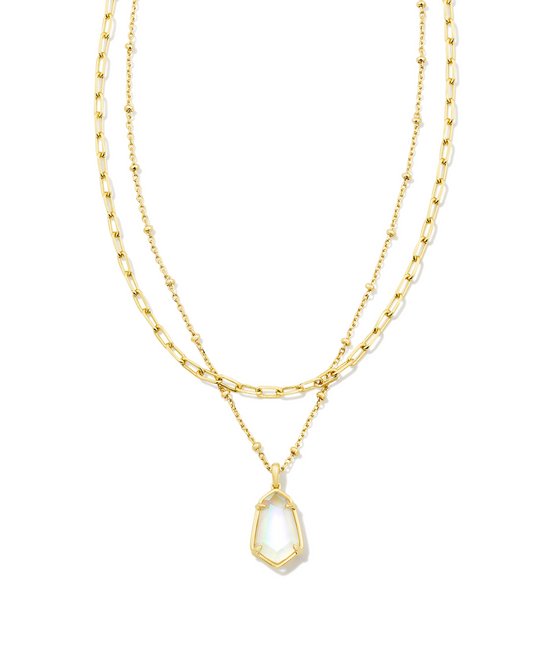 Alexandria Gold Multi Strand Necklace in Iridescent Clear Rock | KENDRA SCOTT - The Street Boutique 