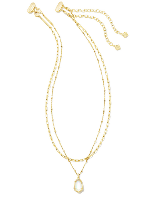 Load image into Gallery viewer, Alexandria Gold Multi Strand Necklace in Iridescent Clear Rock | KENDRA SCOTT - The Street Boutique 
