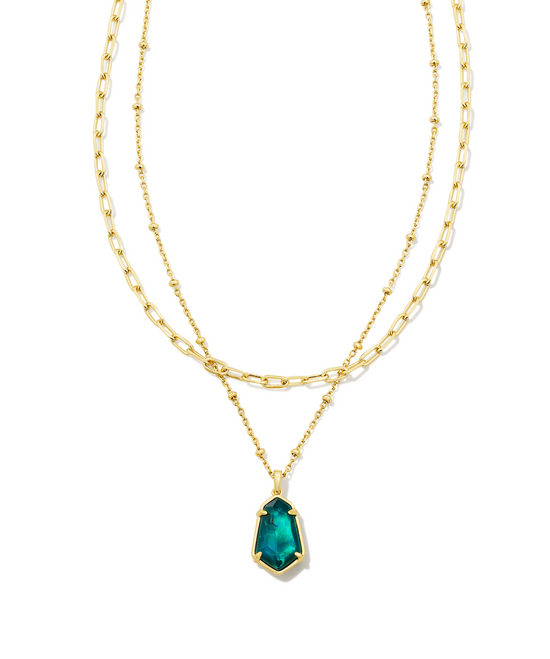 Alexandria Gold Multi Strand Necklace in Teal Green Illusion | KENDRA SCOTT - The Street Boutique 