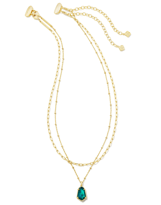 Alexandria Gold Multi Strand Necklace in Teal Green Illusion | KENDRA SCOTT - The Street Boutique 