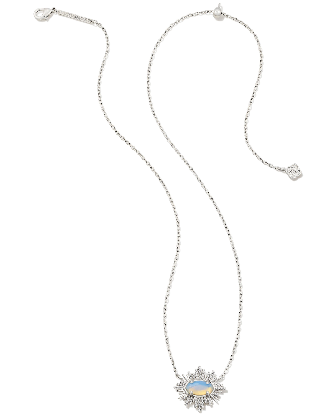 Grayson Silver Sunburst Frame Short Pendant Necklace in Iridescent Opalite Illusion | KENDRA SCOTT - The Street Boutique 