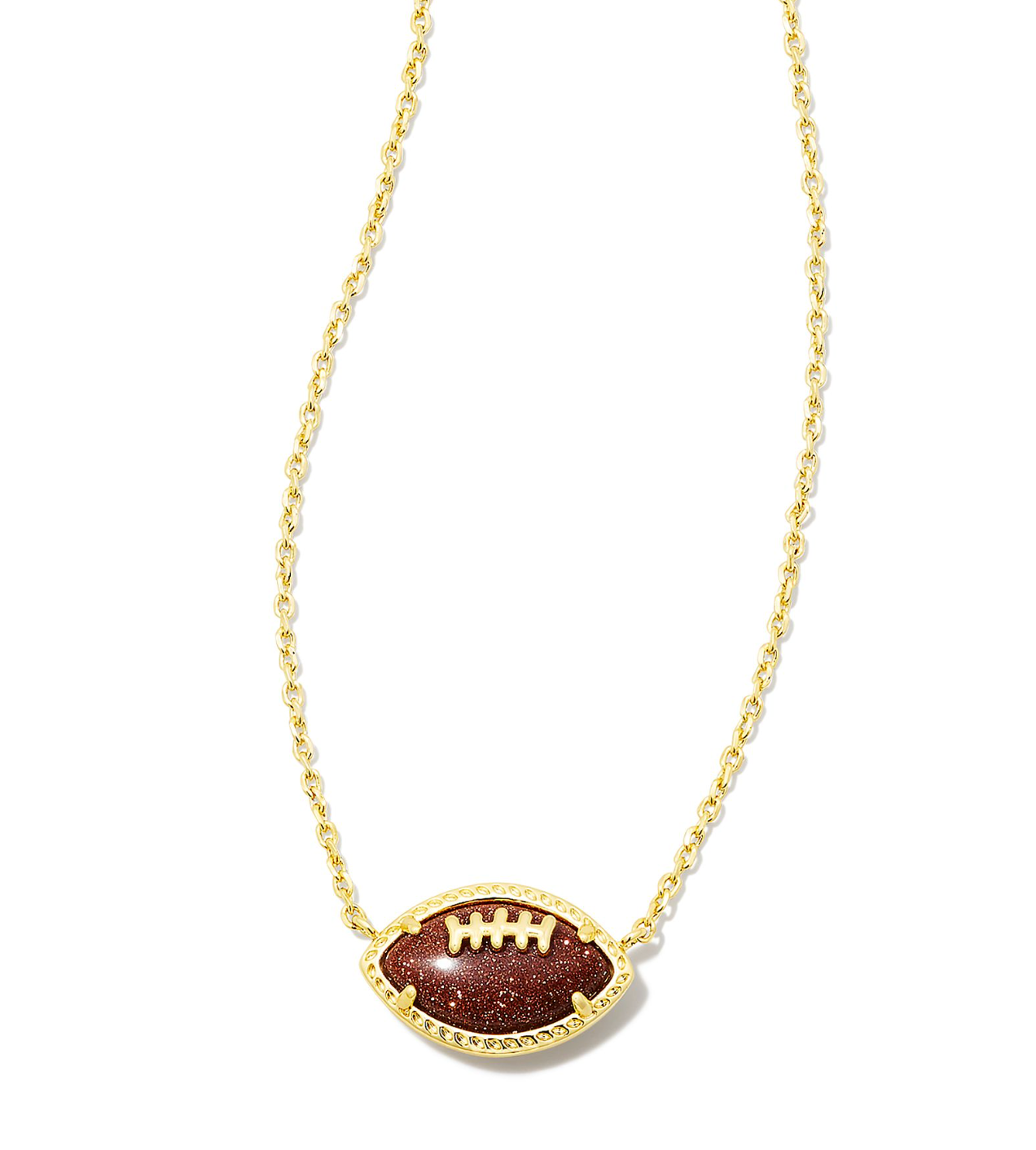 Football Gold Short Pendant Necklace in Orange Goldstone | KENDRA SCOTT - The Street Boutique 