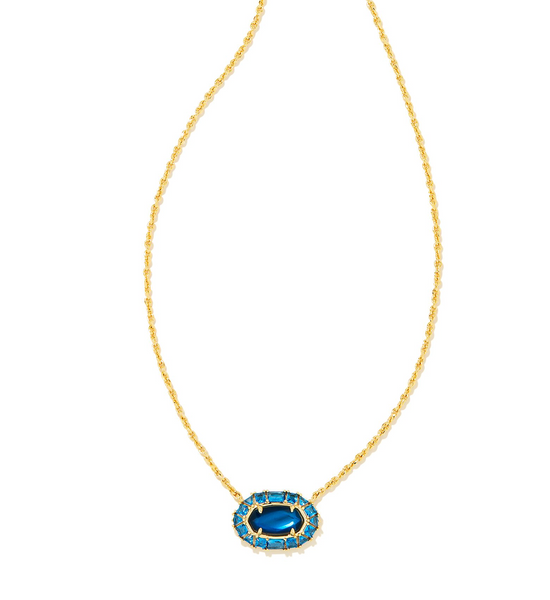 Load image into Gallery viewer, Elisa Gold Crystal Frame Short Pendant Necklace in Sea Blue | KENDRA SCOTT - The Street Boutique 
