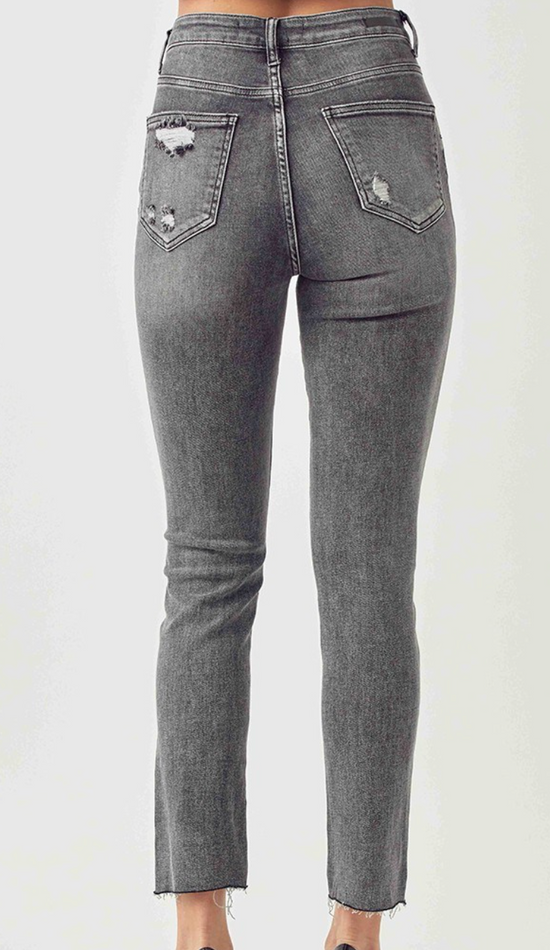 Load image into Gallery viewer, RISEN High Rise Relaxed Fit Skinny Jeans in Grey - The Street Boutique 
