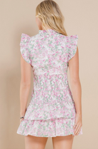 Smocked Mini Dress in Pink Floral - The Street Boutique 