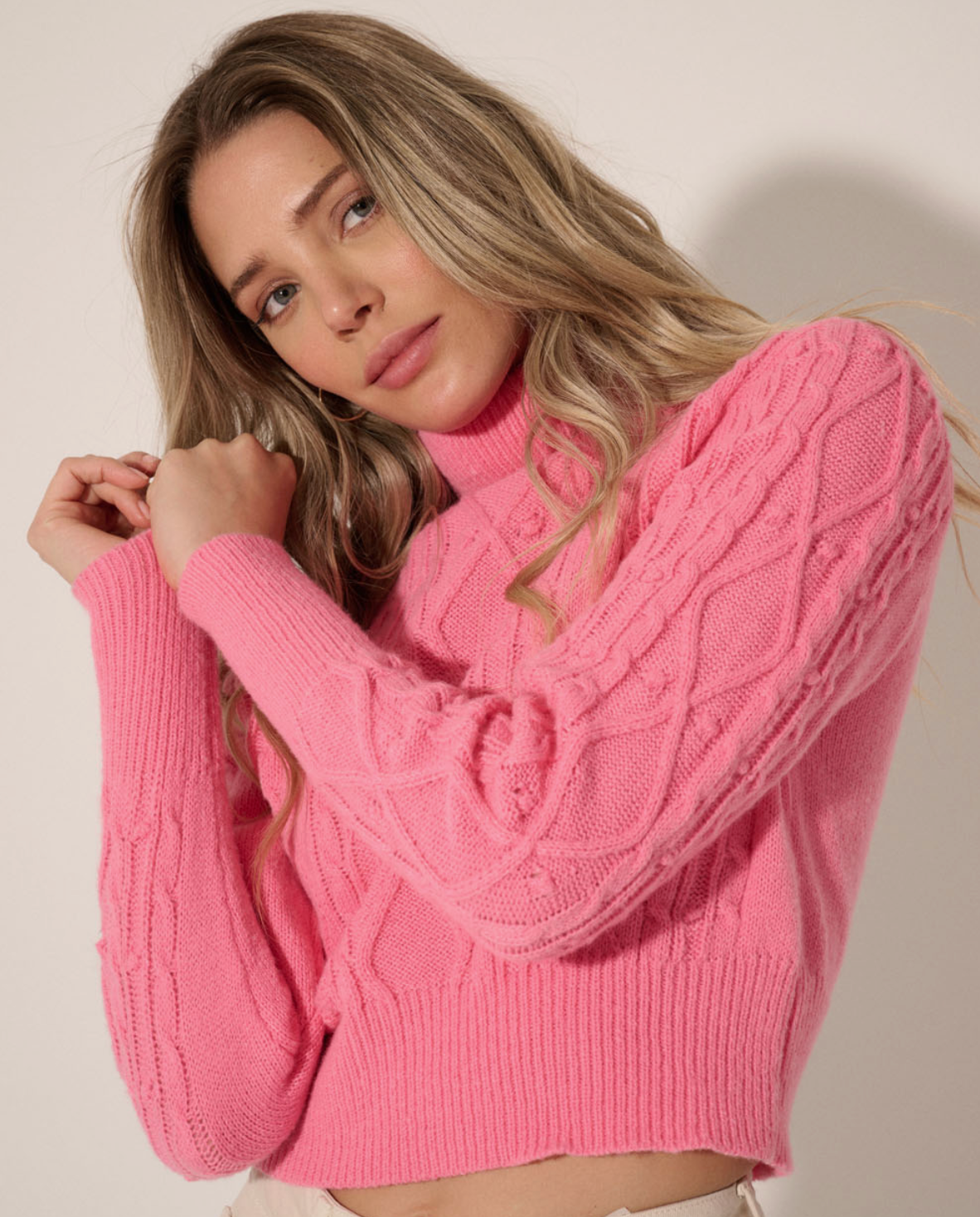 Simply In Love Cropped Sweater in Bubble Gum - The Street Boutique 