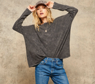 Mineral Washed Oversize Long-Sleeve Tee in Charcoal - The Street Boutique 