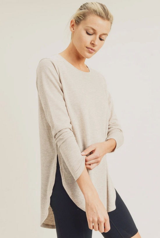 Long Sleeve Flow Top in Natural - The Street Boutique 