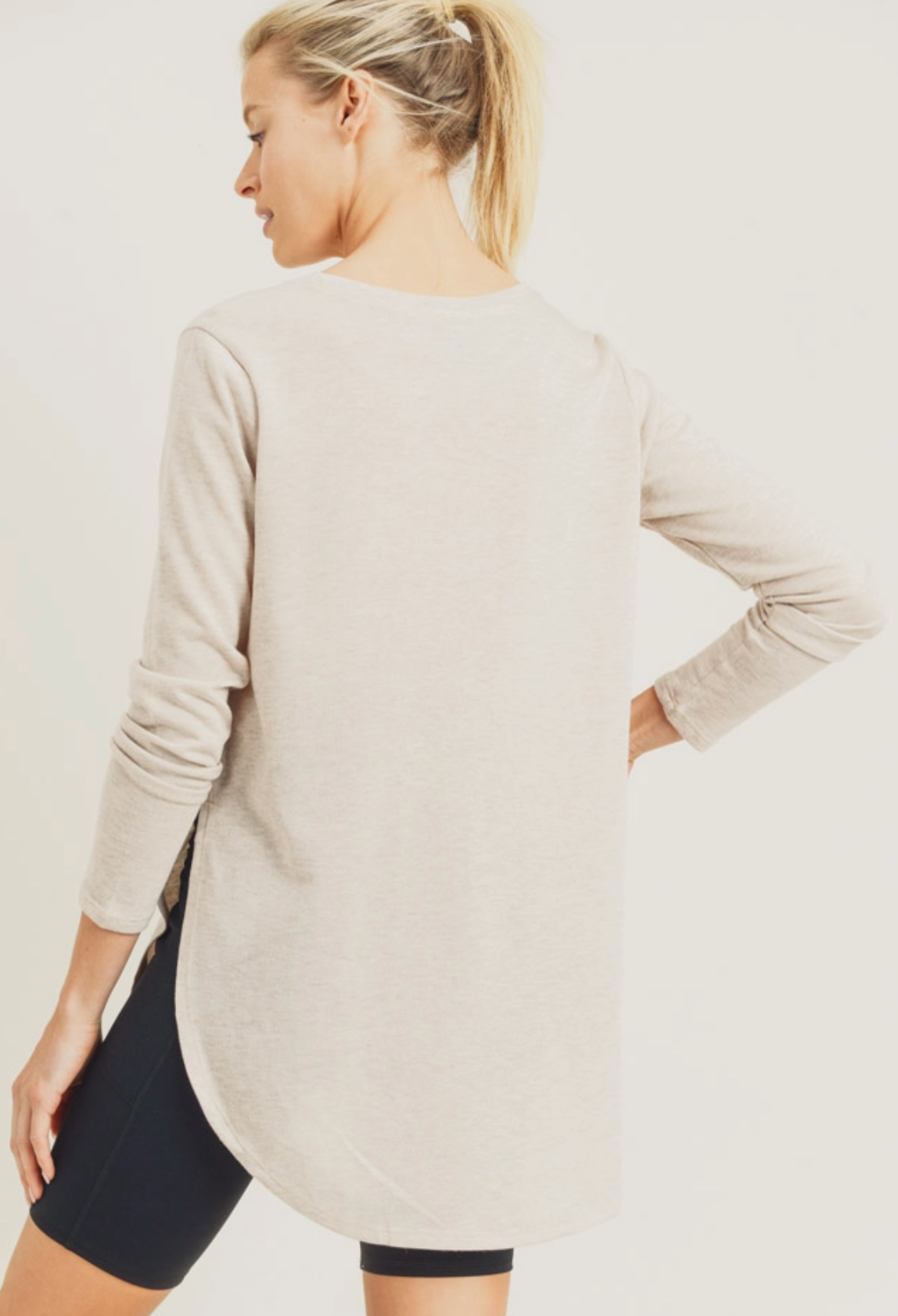 Long Sleeve Flow Top in Natural - The Street Boutique 