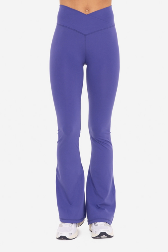 Crossover Waist Yoga Pants in Periwinkle - The Street Boutique 