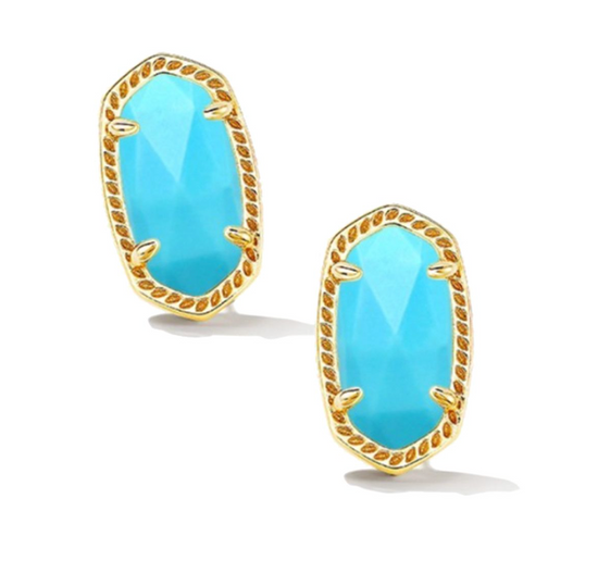 Ellie Gold Stud Earrings in Turquoise Magnesite | KENDRA SCOTT - The Street Boutique 