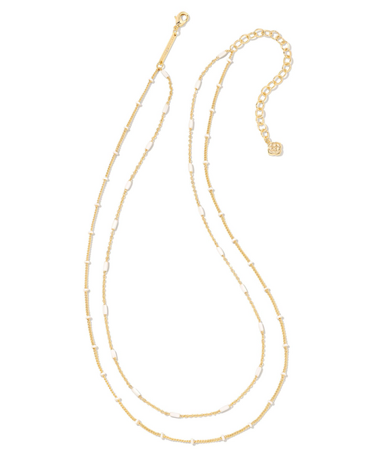 Dottie Gold Multi Strand Necklace in White | KENDRA SCOTT - The Street Boutique 