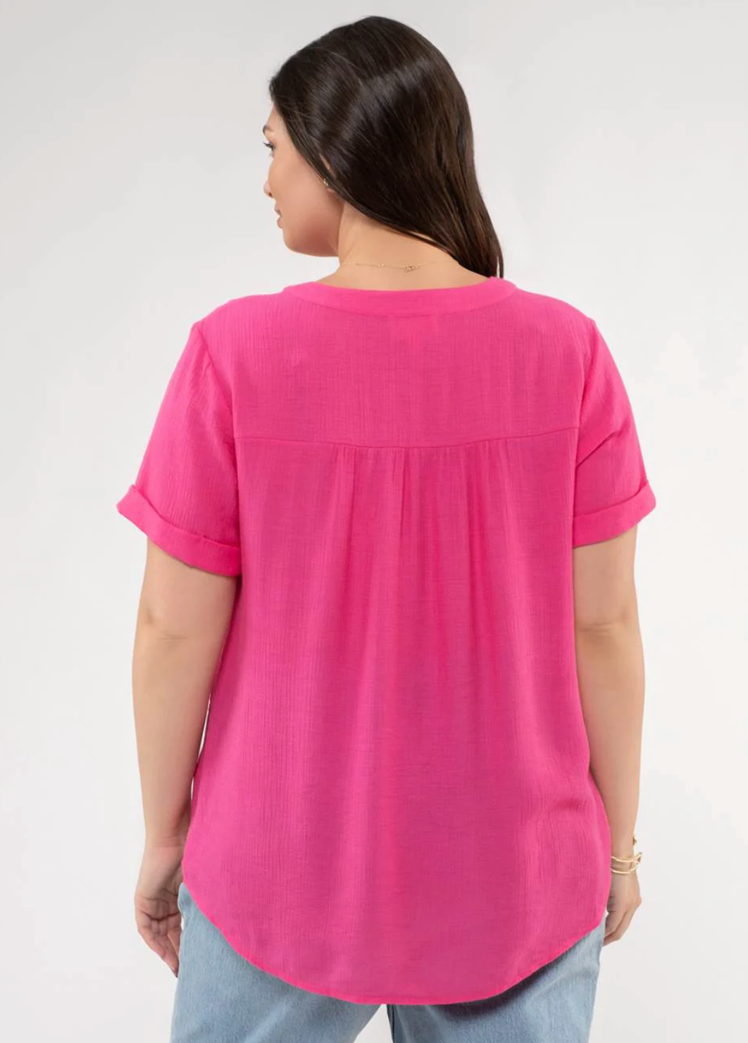 CURVY Floral Lace Woven Top in Fuchsia - The Street Boutique 