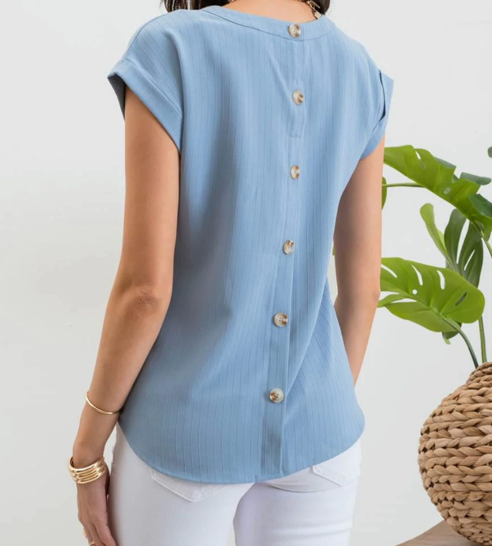 Floral Eyelet Detail Blouse in Light Blue - The Street Boutique 