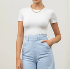 Essential Basics Crop Top in White - The Street Boutique 