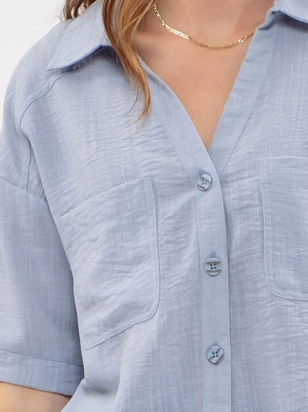 Short Sleeve Button Down Shirt in Baby Blue - The Street Boutique 