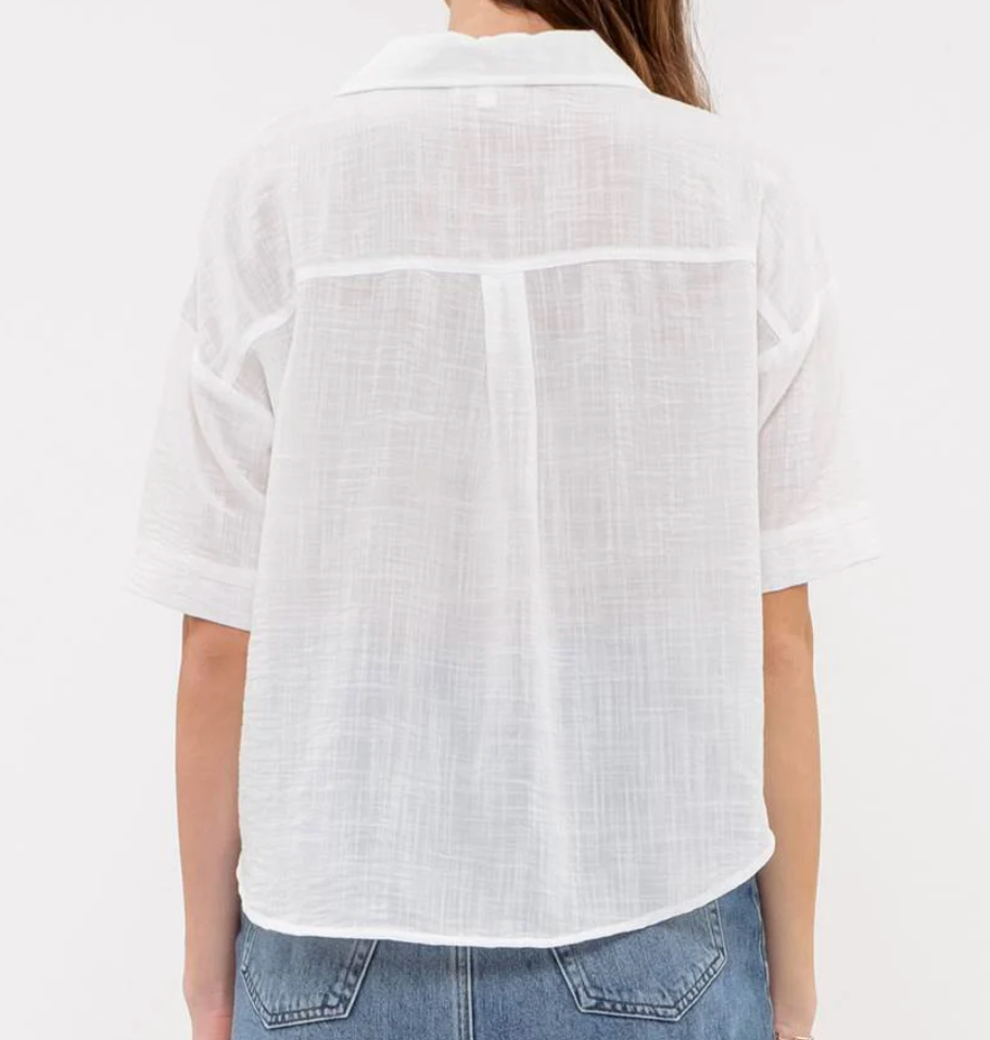 Short Sleeve Button Down Shirt in White - The Street Boutique 