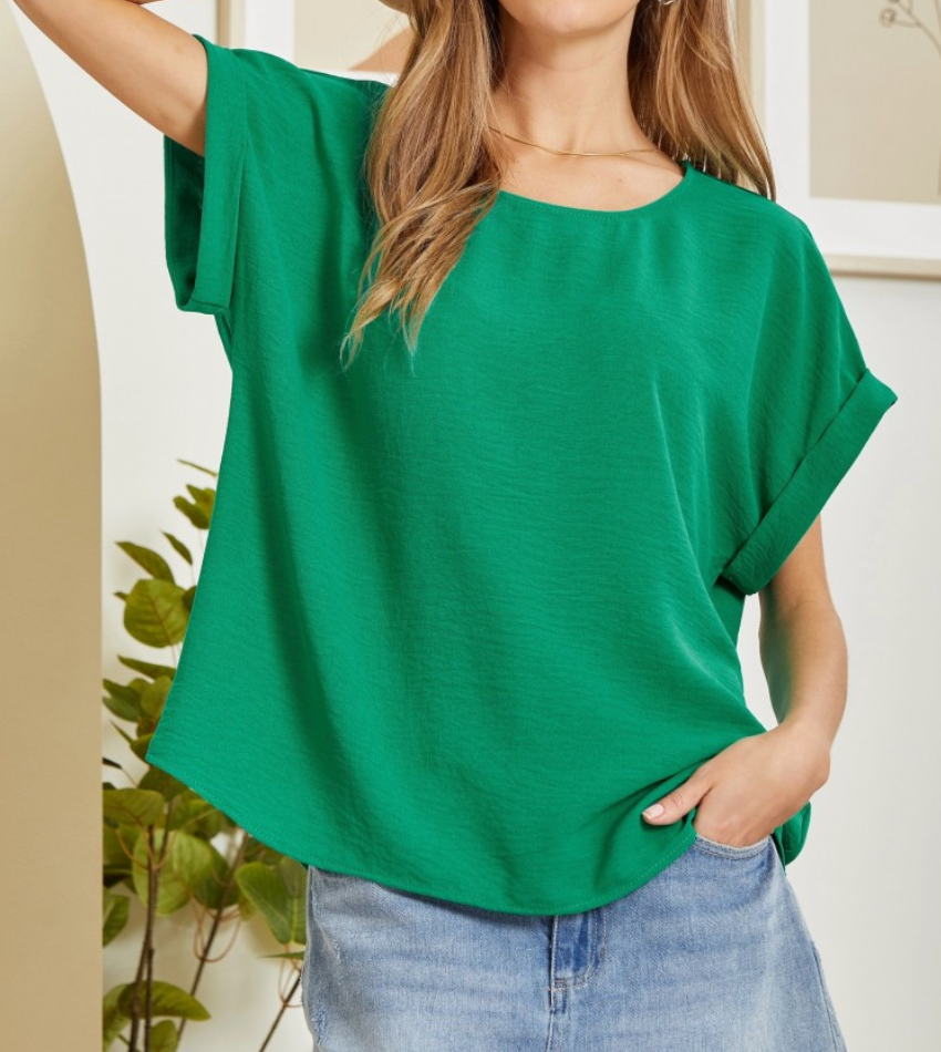 Solid Tunic Blouse in Emerald Green - The Street Boutique 