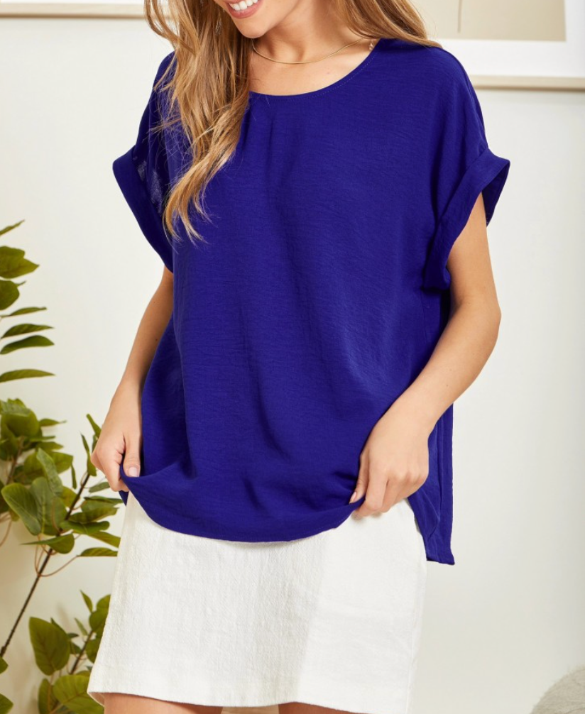 Solid Tunic Blouse in Royal Blue - The Street Boutique 