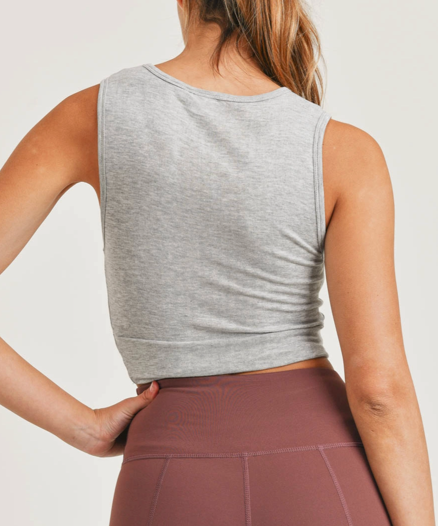 Cropped Athleisure Tank in Two Tone Grey - The Street Boutique 