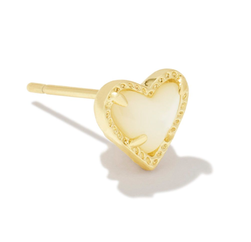 Mini Ari Heart Gold Single Stud Earring in Ivory Mother-of-Pearl | KENDRA SCOTT - The Street Boutique 