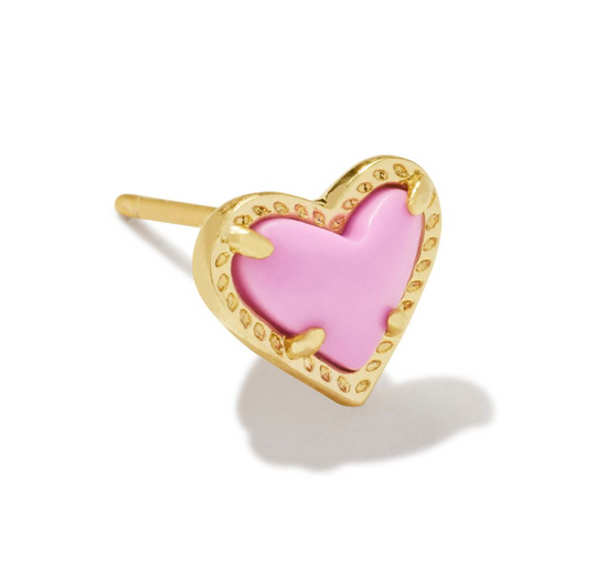Mini Ari Heart Gold Single Stud Earring in Fuchsia Magnesite | KENDRA SCOTT - The Street Boutique 
