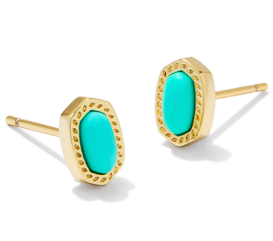 Mini Ellie Gold Stud Earrings in Mint Magnesite | KENDRA SCOTT - The Street Boutique 