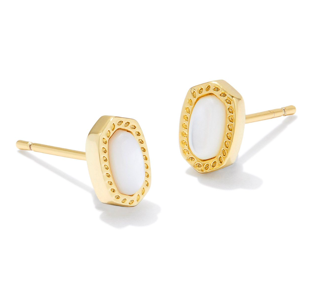 Mini Ellie Gold Stud Earrings in Ivory-Mother-of-Pearl | KENDRA SCOTT - The Street Boutique 