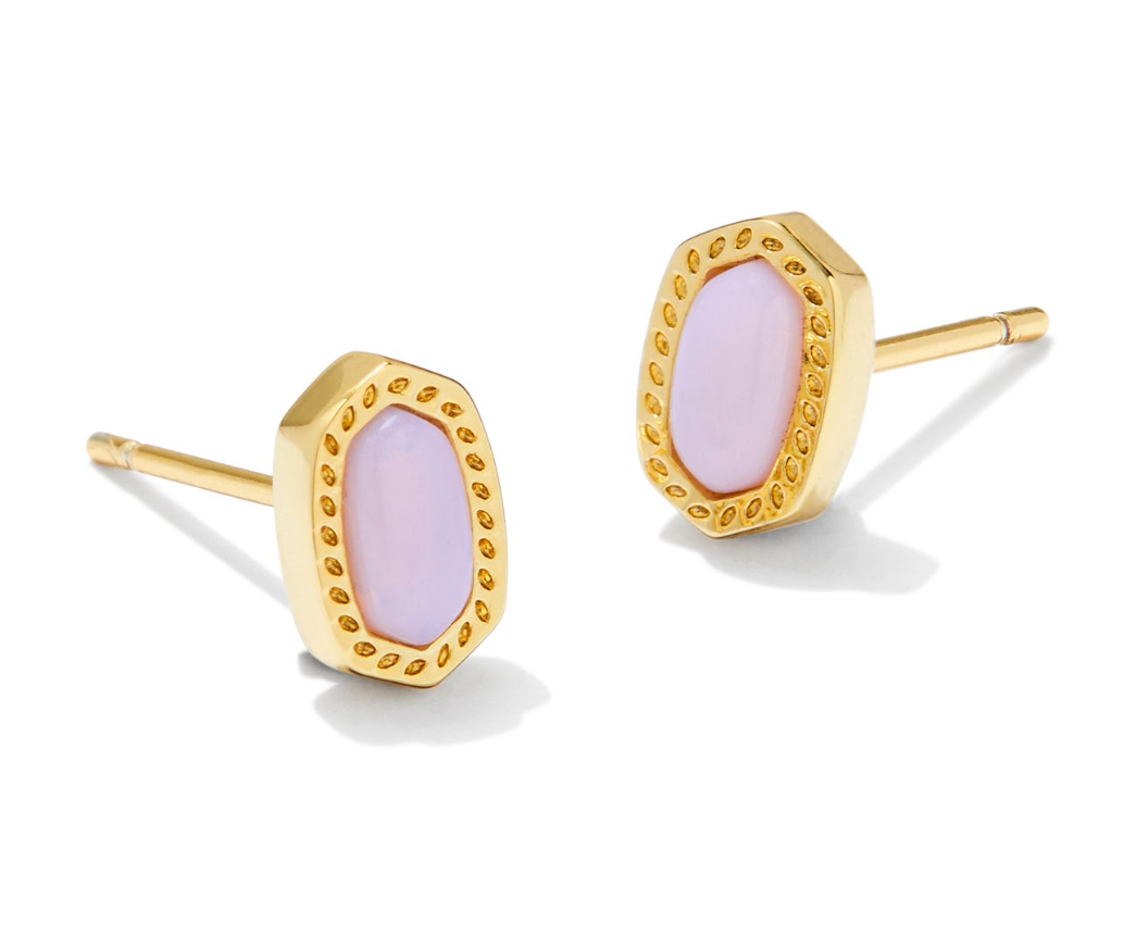 Mini Ellie Gold Stud Earrings in Pink Opal Crystal | KENDRA SCOTT - The Street Boutique 