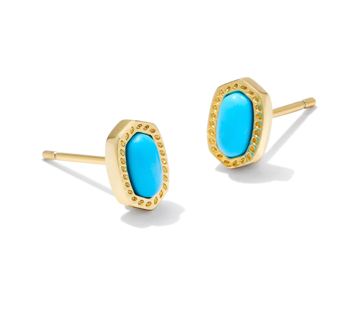 Mini Ellie Gold Stud Earrings in Turquoise Magnesite | KENDRA SCOTT - The Street Boutique 