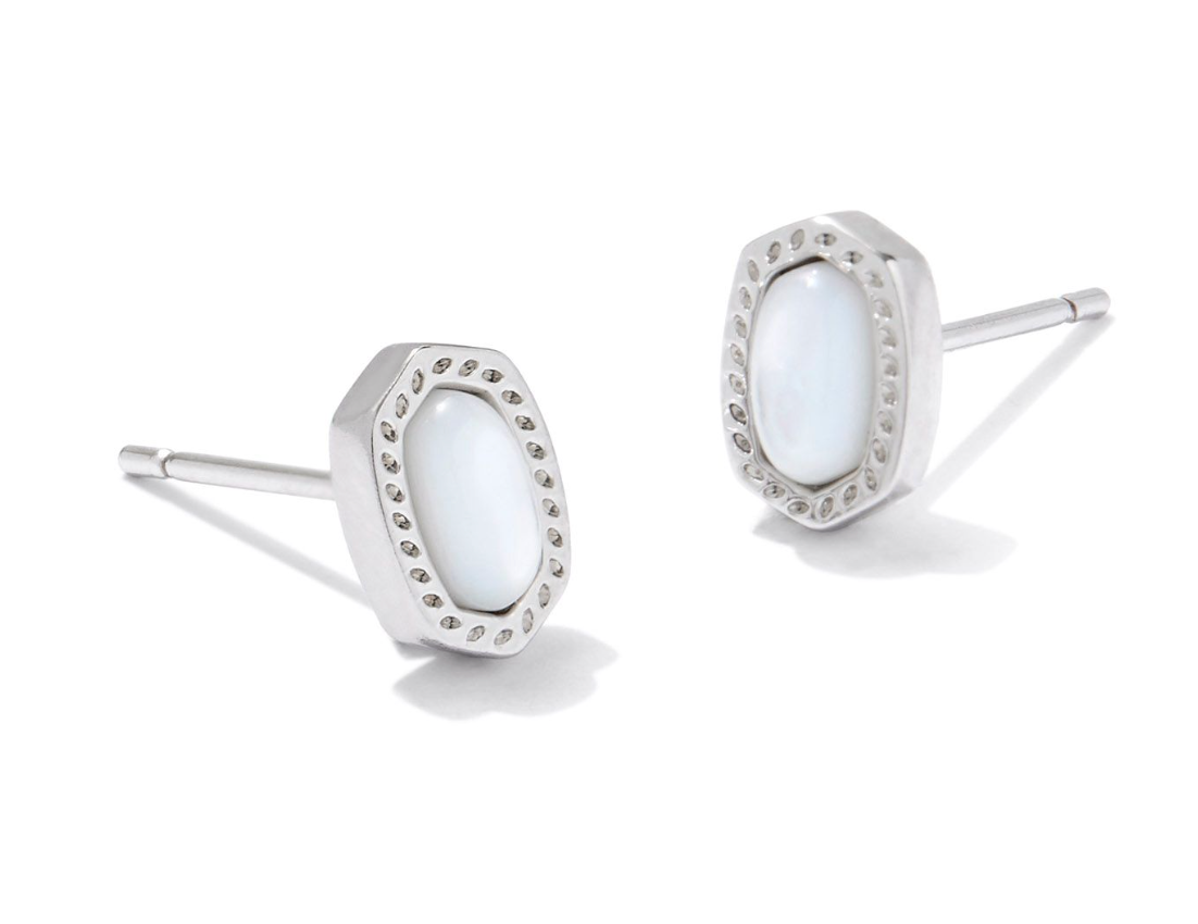 Mini Ellie Silver Stud Earrings in Ivory-Mother-of-Pearl | KENDRA SCOTT - The Street Boutique 