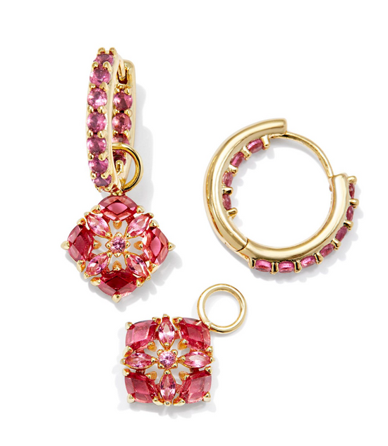 Dira Convertible Gold Crystal Huggie Earrings in Pink Mix | KENDRA SCOTT - The Street Boutique 
