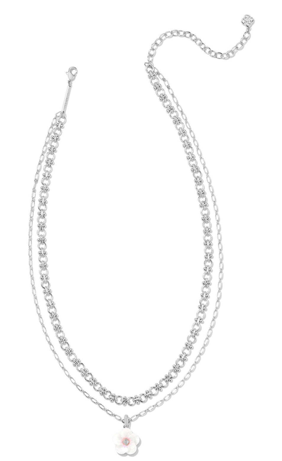 Deliah Silver Multi Strand Necklace in Iridescent Pink White Mix | KENDRA SCOTT - The Street Boutique 