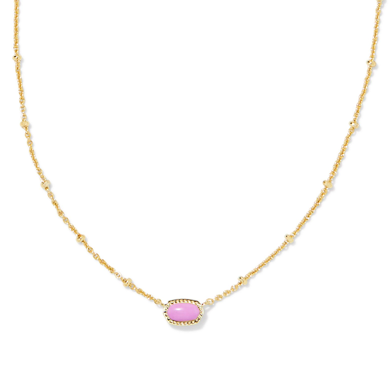 Mini Elisa Gold Satellite Short Pendant Necklace in Fuchsia Magnesite | KENDRA SCOTT - The Street Boutique 