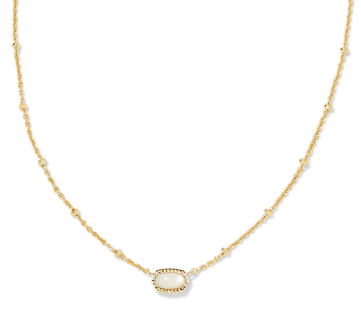 Mini Elisa Gold Satellite Short Pendant Necklace in Ivory-Mother-of-Pearl | KENDRA SCOTT - The Street Boutique 