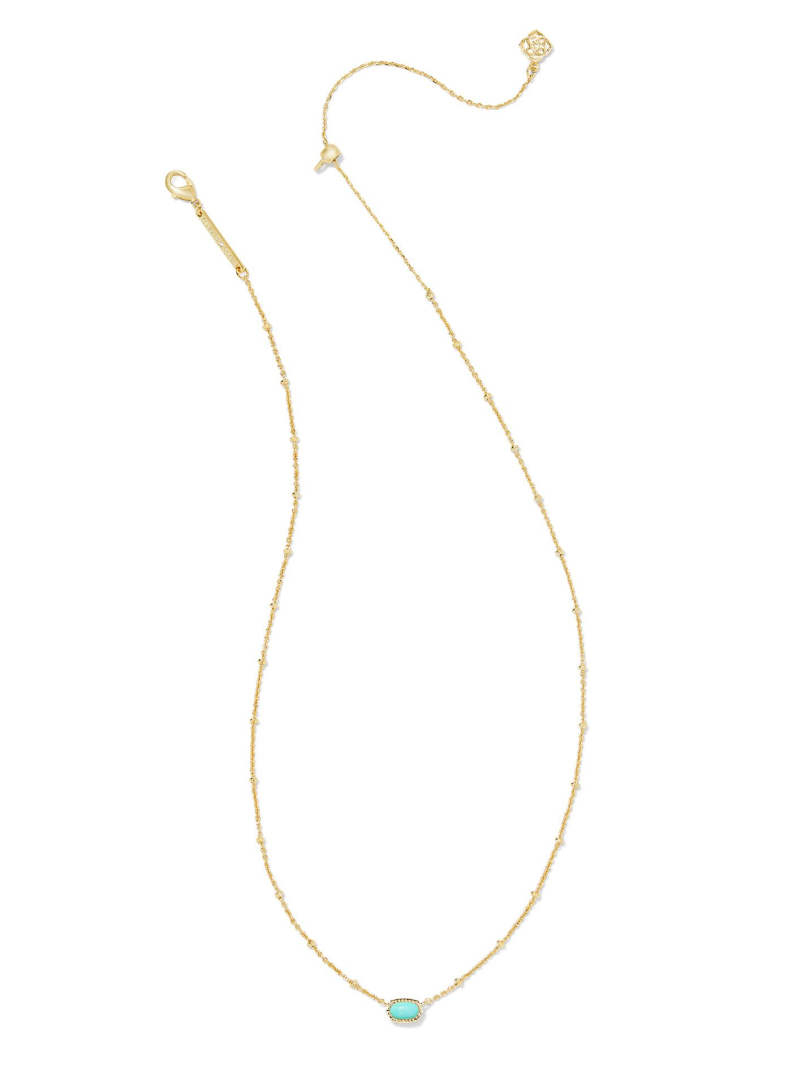 Mini Elisa Gold Satellite Short Pendant Necklace in Mint Magnesite | KENDRA SCOTT - The Street Boutique 